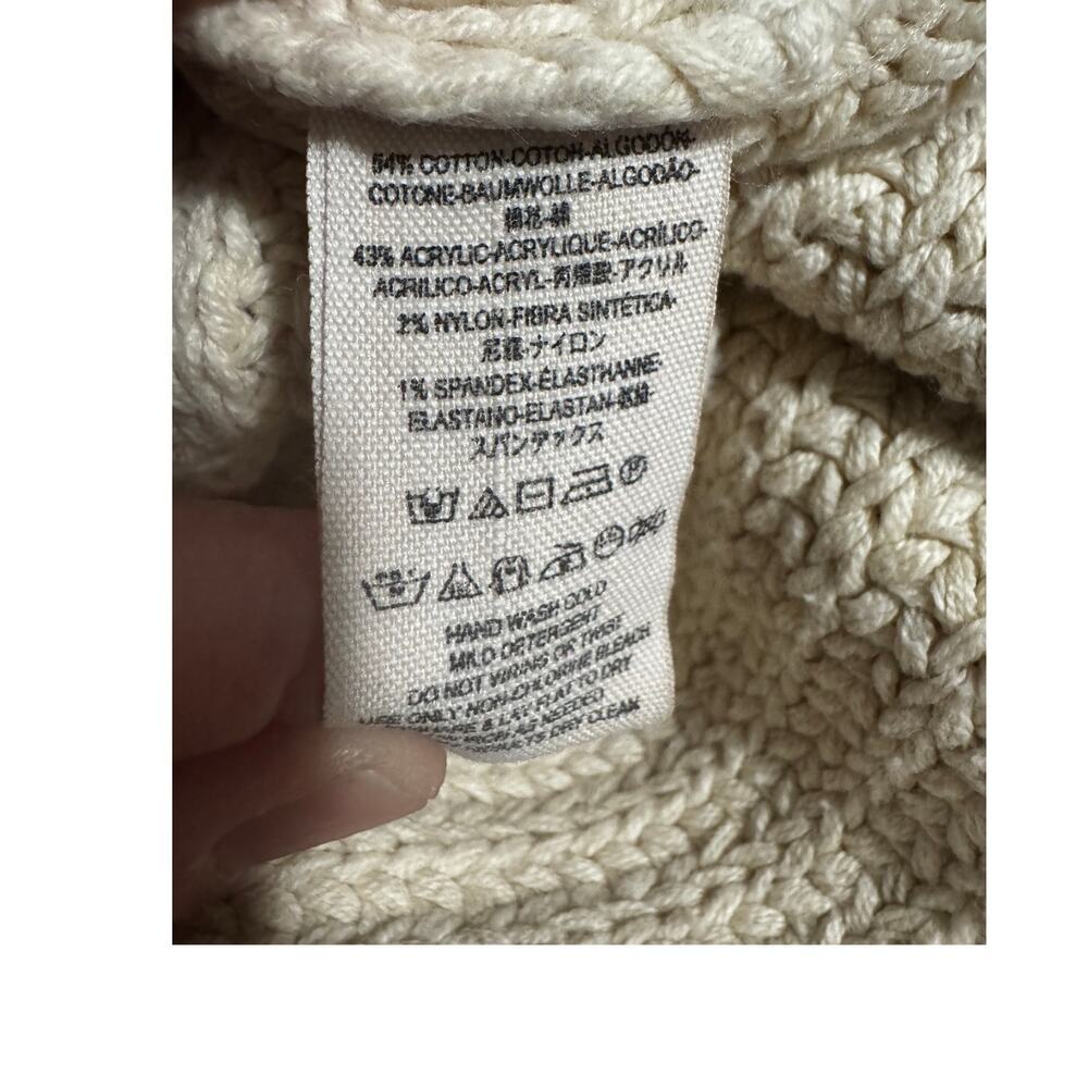 Free People Oversized Turtleneck Sweater Cream Textured Knit  XS (Oversized) - Picture 6 of 7